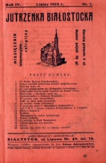 Jutrzenka Białostocka 1932, R. 4, nr 7 (lipiec)