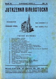 Jutrzenka Białostocka 1930, R. 2, nr 9 (listopad)