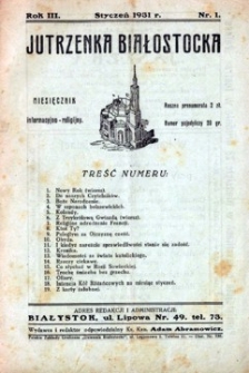 Jutrzenka Białostocka 1931, R.3, nr 1 (styczeń)