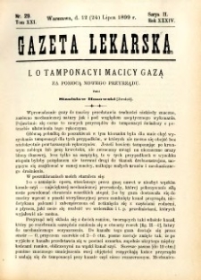Gazeta Lekarska 1899 R.34, t.19, nr 29