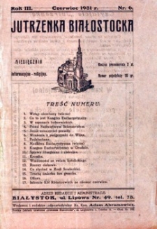 Jutrzenka Białostocka 1931, R.3, nr 6 (czerwiec)