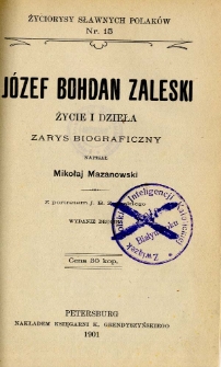 Józef Bohdan Zaleski : życie i dzieła