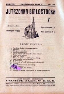 Jutrzenka Białostocka 1931, R.3, nr 10 (październik)