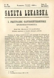 Gazeta Lekarska 1899 R.34, t.19, nr 35