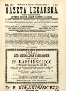 Gazeta Lekarska 1899 R.34, t.19, nr 39