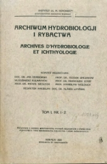 Archiwum Hydrobiologji i Rybactwa 1926 t.1, nr 1-2