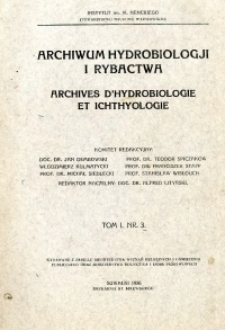 Archiwum Hydrobiologji i Rybactwa 1926 t.1, nr 3