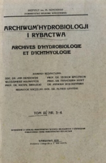 Archiwum Hydrobiologji i Rybactwa 1928 t.3, nr 3-4