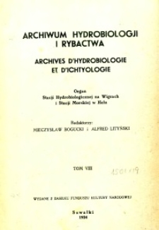 Archiwum Hydrobiologji i Rybactwa 1934 t.8