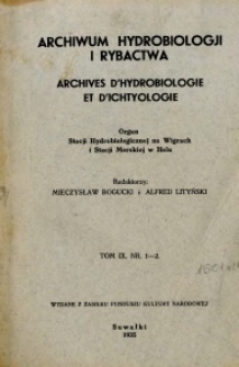 Archiwum Hydrobiologji i Rybactwa 1935 t.9, nr 1-2
