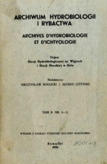 Archiwum Hydrobiologii i Rybactwa 1936 t.10, nr 1-3