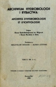Archiwum Hydrobiologii i Rybactwa 1936 t.10, nr 1-3