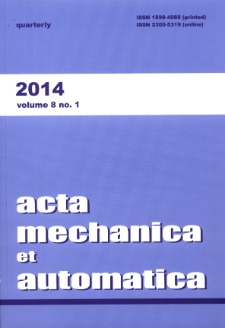 Acta Mechanica et Automatica. Vol.8, no. 1