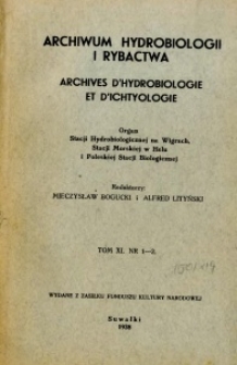 Archiwum Hydrobiologii i Rybactwa 1938 t.11, nr 1-2