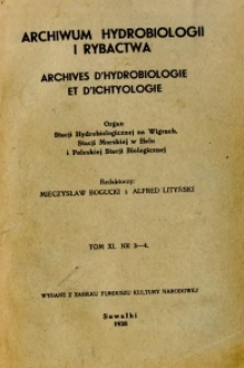 Archiwum Hydrobiologii i Rybactwa 1938 t.11, nr 3-4
