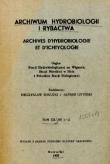 Archiwum Hydrobiologii i Rybactwa 1939 t.12, nr 1-2