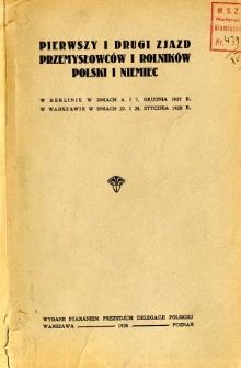 Pierwszy i drugi zjazd przemysłowców i rolników Polski i Niemiec
