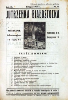 Jutrzenka Białostocka 1936, R.9, nr 11 (listopad)