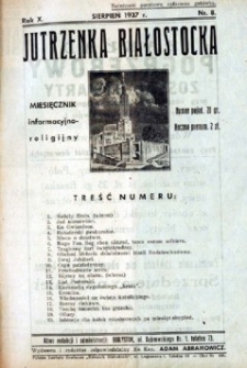 Jutrzenka Białostocka 1937, R.10, nr 8 (sierpień)