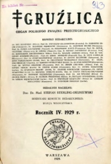 Spis rzeczy zawartych w roczniku IV Gruźlicy (1929 r.)