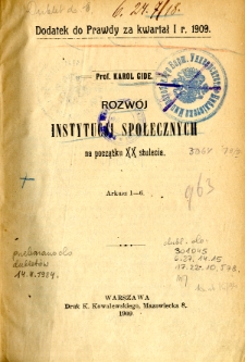Rozw&oacute;j instytucji społecznych na początku XX stulecia