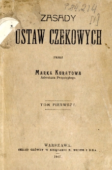 Zasady ustaw czekowych. T. 1