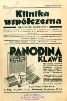 Klinika Wsp&oacute;łczesna 1933 R.1 nr 2
