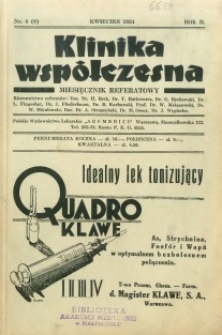 Klinika Wsp&oacute;łczesna 1934 R.2 nr 4