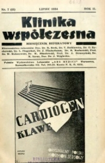 Klinika Wsp&oacute;łczesna 1934 R.2 nr 7