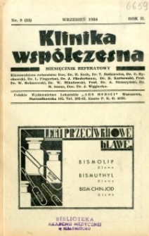 Klinika Wsp&oacute;łczesna 1934 R.2 nr 9