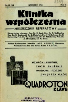 Klinika Wsp&oacute;łczesna 1934 R.2 nr 12