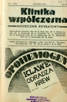 Klinika Wsp&oacute;łczesna 1935 R.3 nr 1