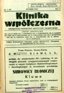 Klinika Wsp&oacute;łczesna 1937 R.5 nr 1
