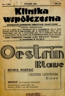 Klinika Wsp&oacute;łczesna 1939 R.7 nr 1