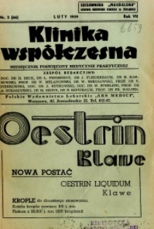 Klinika Wsp&oacute;łczesna 1939 R.7 nr 2