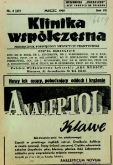 Klinika Wsp&oacute;łczesna 1939 R.7 nr 3