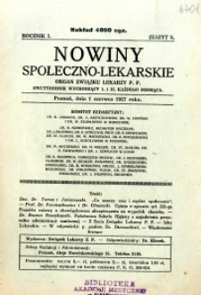 Nowiny Społeczno-Lekarskie 1927 R.1 nr 5