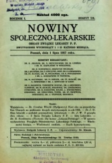 Nowiny Społeczno-Lekarskie 1927 R.1 nr 7-8