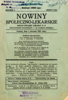 Nowiny Społeczno-Lekarskie 1927 R.1 nr 9-10