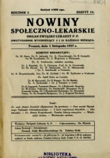 Nowiny Społeczno-Lekarskie 1927 R.1 nr 15