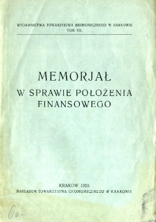 Memoriał w sprawie położenia finansowego