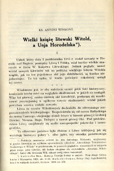 Wielki książę litewski Witold a unja horodelska