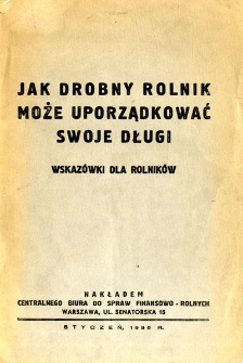 Jak drobny rolnik może uporządkować swoje długi : wskazówki dla rolników