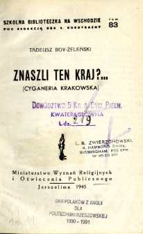 Znaszli ten kraj? ... : cyganeria krakowska