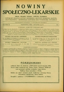 Nowiny Społeczno-Lekarskie 1929 R.3 nr 1