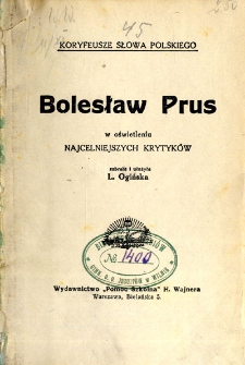 Bolesław Prus w oświetleniu najcelniejszych krytyków
