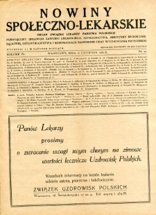 Nowiny Społeczno-Lekarskie 1930 R.4 nr 22