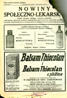 Nowiny Społeczno-Lekarskie 1931 R.5 nr 1
