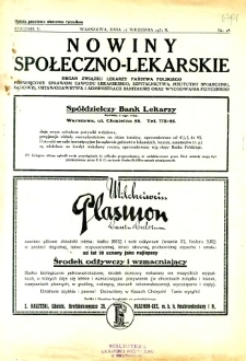 Nowiny Społeczno-Lekarskie 1931 R.5 nr 18