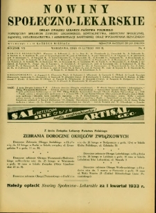 Nowiny Społeczno-Lekarskie 1933 R.7 nr 4